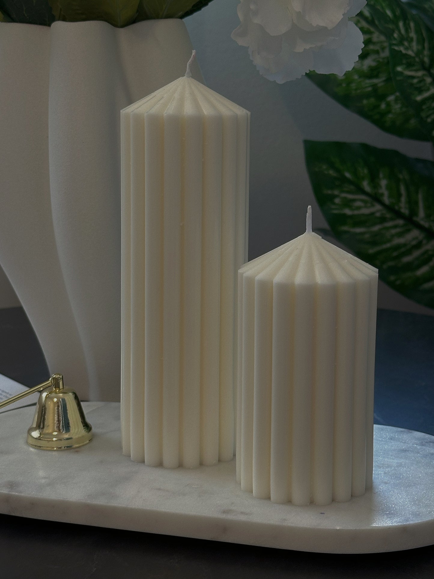 Ribbed Pillar Candle Set